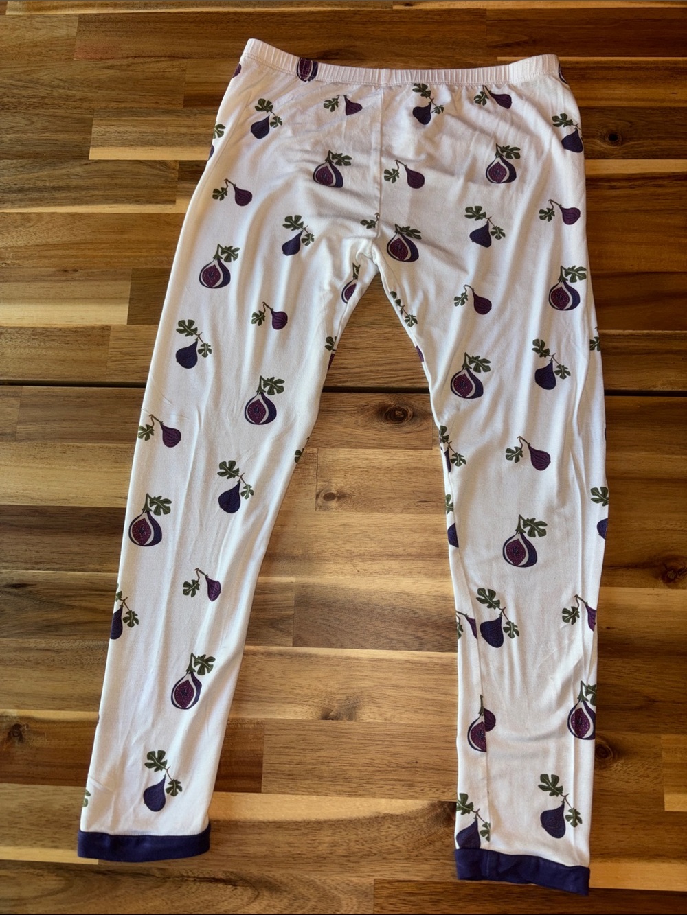 Kyte BABY bamboo White Pajama Bottoms with Purple Fig Print